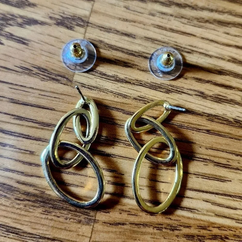JOAN RIVERS Gold Link Pushback Drop Earrings, VINTAGE INSPIRED!